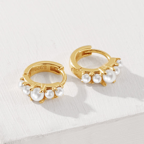 PE0133 Shell Pearl Hoop Earrings