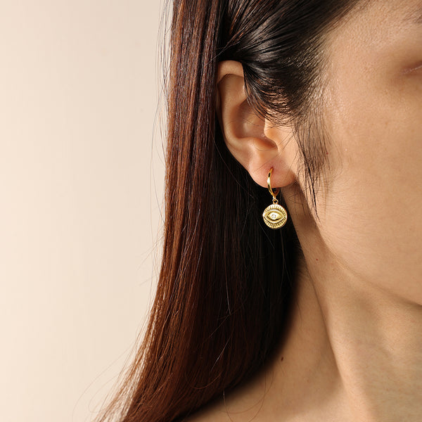 FE2191 925 Sterling Silver Round Eye Dangle Earrings