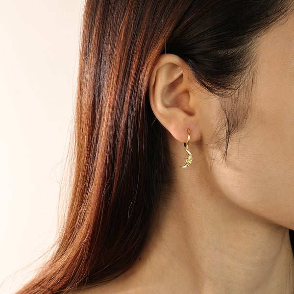 FE2217 925 Sterling Silver Smile Crescent Moon Dangle Earrings