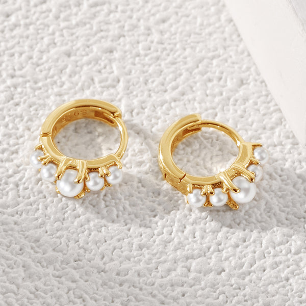 PE0133 Shell Pearl Hoop Earrings