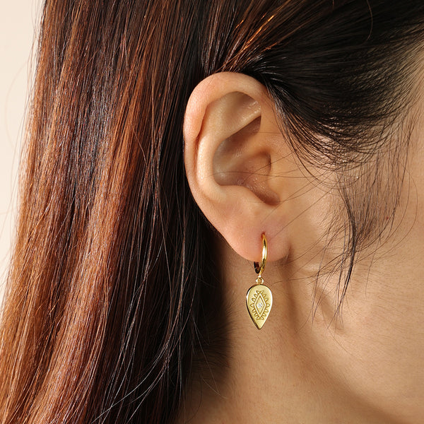 FE2149 925 Sterling Silver Water Drop Totem Dangle Earrings