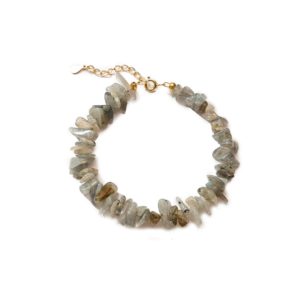 PB0085 925 Sterling Silver Labradorite Chip Bracelet