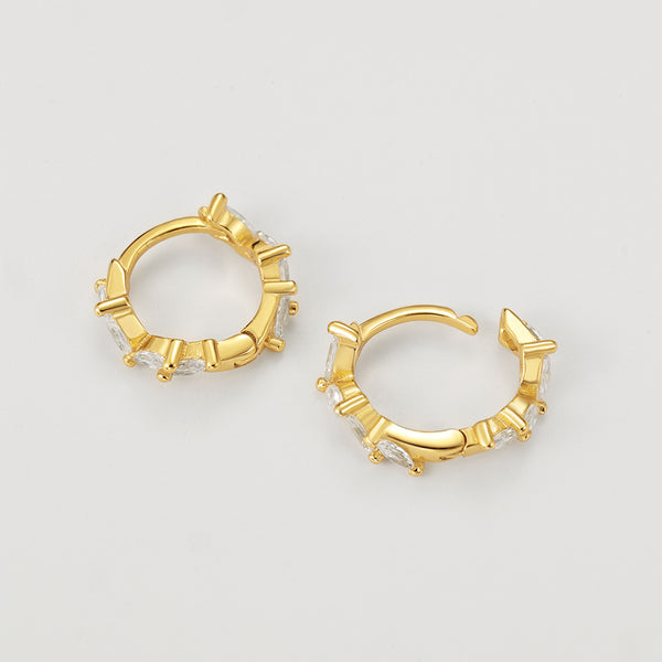 FE2172 925 Sterling Silver Marquise CZ Hoop Earrings