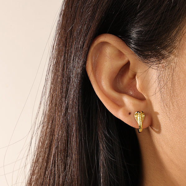 FE2131 925 Sterling Silver Flexible Snake Hoop Earrings