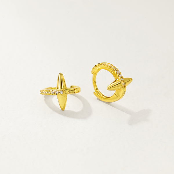 FE2870 925 Sterling Silver CZ Olive Hoop Earrings