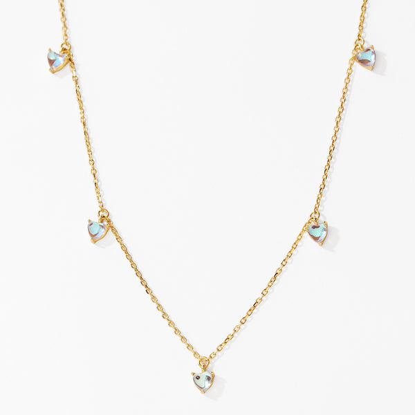 VFN0097 Heart Moonstone Necklace Earring Jewelry Set