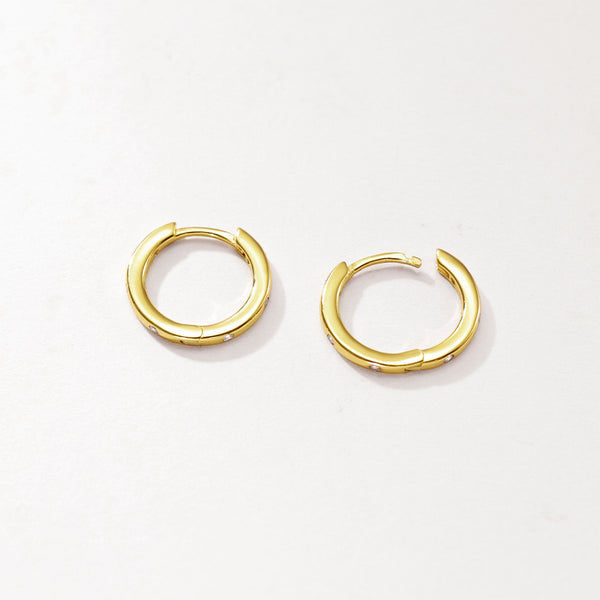 FE2954 925 Sterling Silver Simple Zircon Hoop Earrings