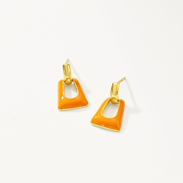 FE2843 925 Sterling Silver Enamel Dangle Hoop Earring