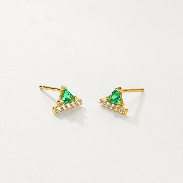 FE2914 925 Sterling Silver Mini Triangles CZ Stud Earring