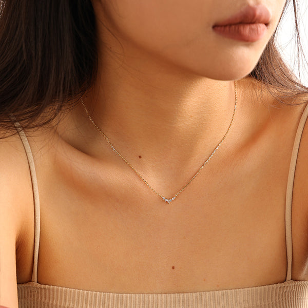 VFX0154 Marquise Waterdrop Round CZ Pendant Necklace