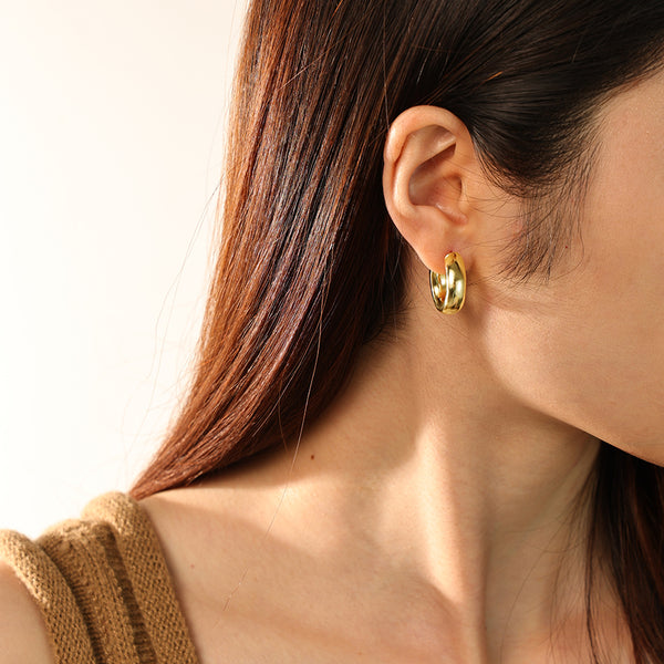 FE2754 925 Sterling Silver High Polish Hoop Earring