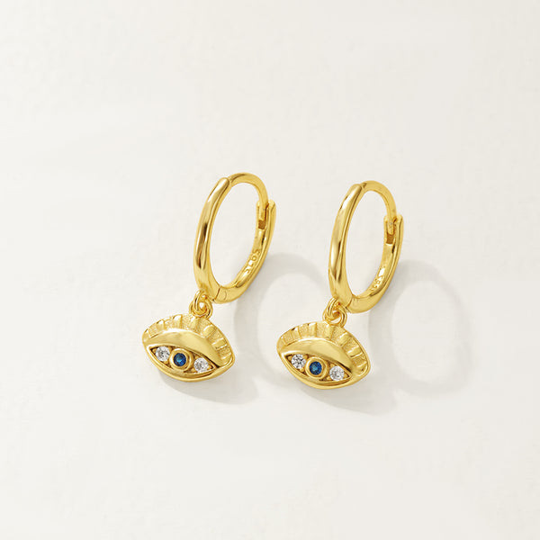 FE2820 925 Sterling Silver Zircon Eyes Dangle Earrings