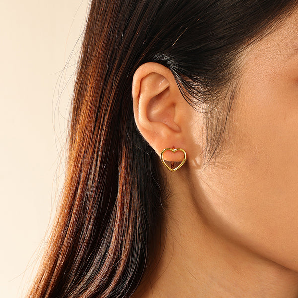 FE2901 925 Sterling Silver Hollow Heart Hoop Earrings