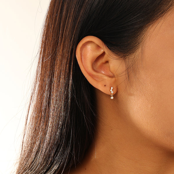 FE2835 925 Sterling Silver Bezel Cubic Zirconia Stud Earrings