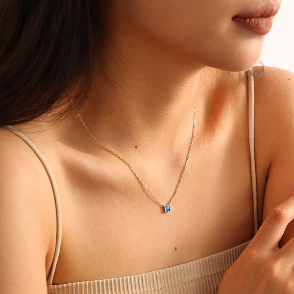 VFX0277 Princess Cut Square Opal Women Necklace