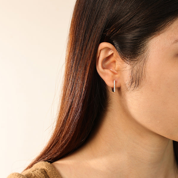 FE2795 925 Sterling Silver Capital D Hoop Earring