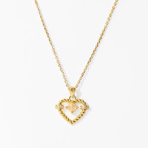 VFN0111 Moonstone Heart Pendnat Necklace