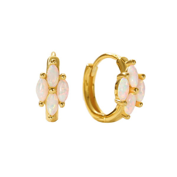VFE0183 Marquise Opal Cubic Zirconia Stacked Hoop Earrings