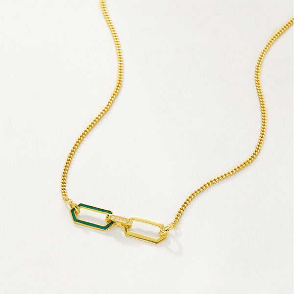 FX1184 925 Sterling Silver Double Buckle Necklace