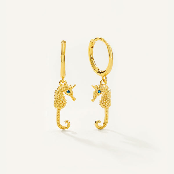 FE2817 925 Sterling Silver Seahorse Dangle Earrings