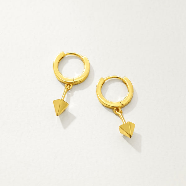 FE2800 925 Sterling Silver Punk Pentagon Tapered Earrings