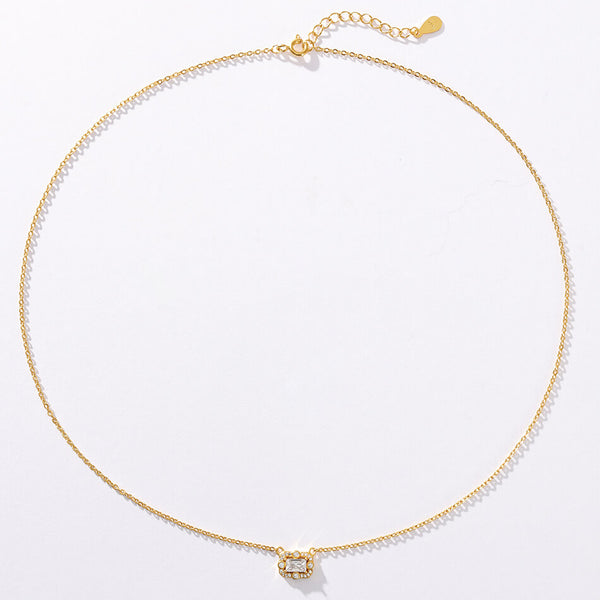 VFX0193 Geometric Rectangular Zircon Pendant Necklace