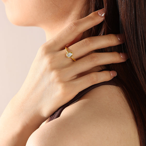 VFJ0689 Vintage Oval CZ Wedding Ring