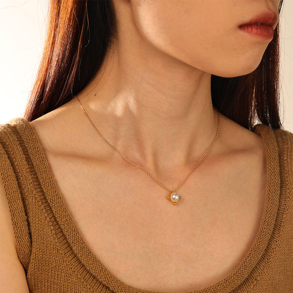 FX1181 925 Sterling Silver White Pearl Pendant Necklace