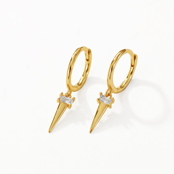 FE3182 Spike CZ Dangle Hoop Earring