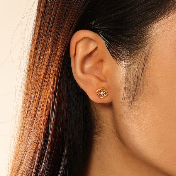 FE2868 925 Sterling Silver CZ Flower Stud Earrings