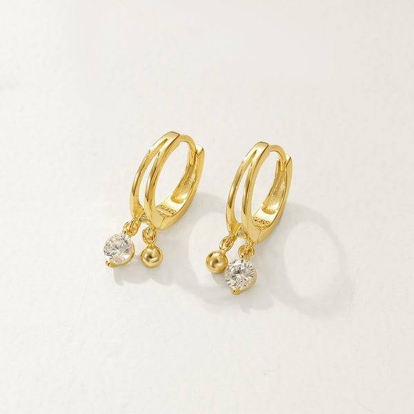 FE2766 925 Sterling Silver Cubic Zirconia Dangle Hoop Earrings