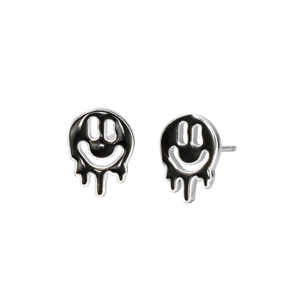 FE2775 925 Sterling Silver Colorful Enamel Melting Emiley Stud Earring