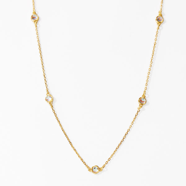 VFN0102 Round Bezel Set Moonstone Necklace
