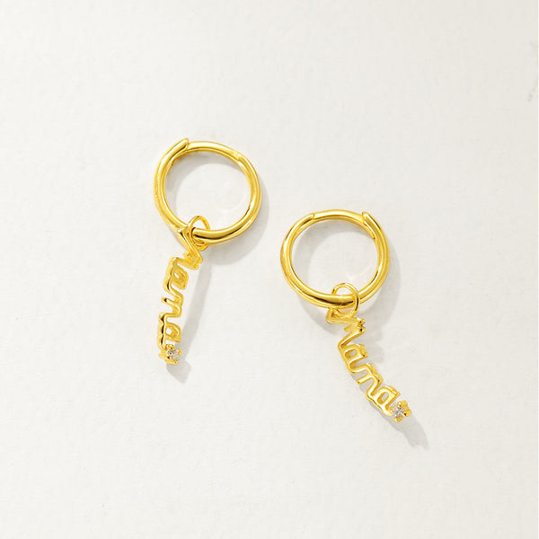 FE2859 925 Sterling Silver Alphabet MAMA Dangle Earrings