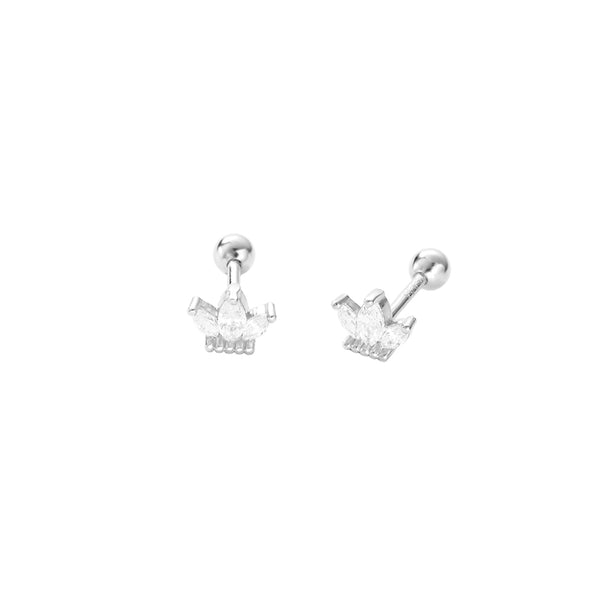 FE2764 925 Sterling Silver Crown Screw Earrings