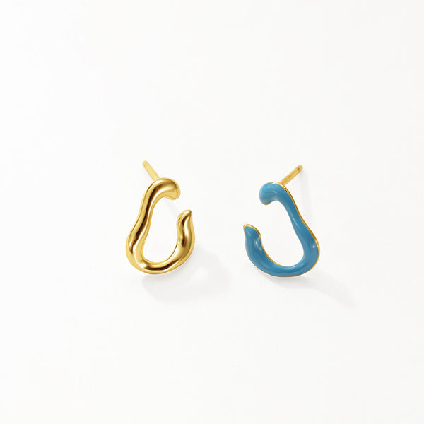 FE3191 Asymmetric Enamel Stud Earring