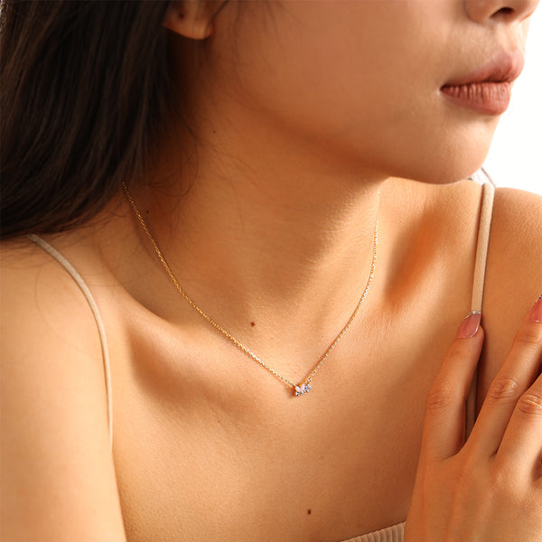 VFX0146 Milky Opal Pink Nano Butterfly Flower Necklace