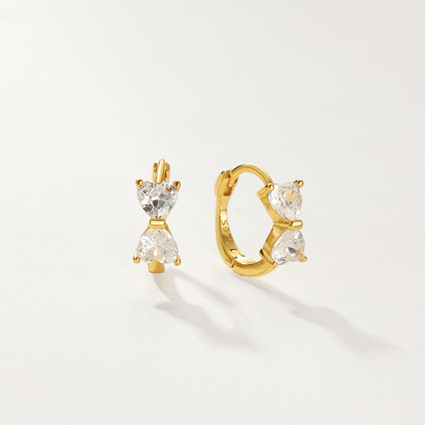 FE2803 925 Sterling Silver Cubic Zirconia Bow Hoop Earrings