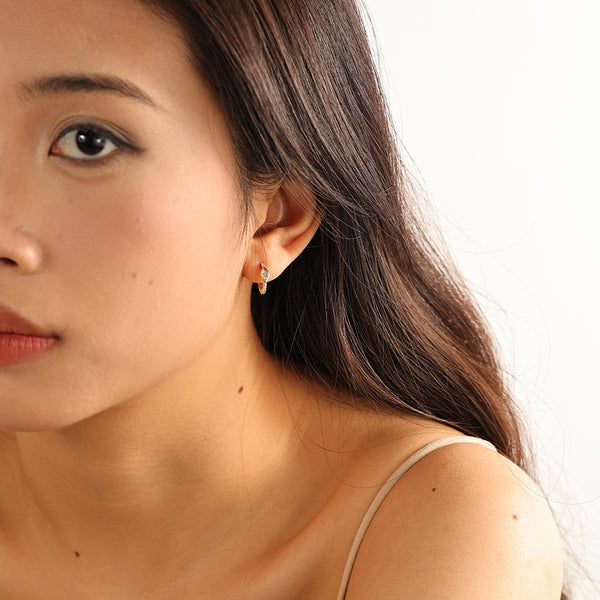 VFE0150 Marquise Bezel Set CZ Hggie Hoop Earring