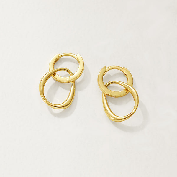 FE2880 925 Sterling Silver Double Hoop Huggie Eearings