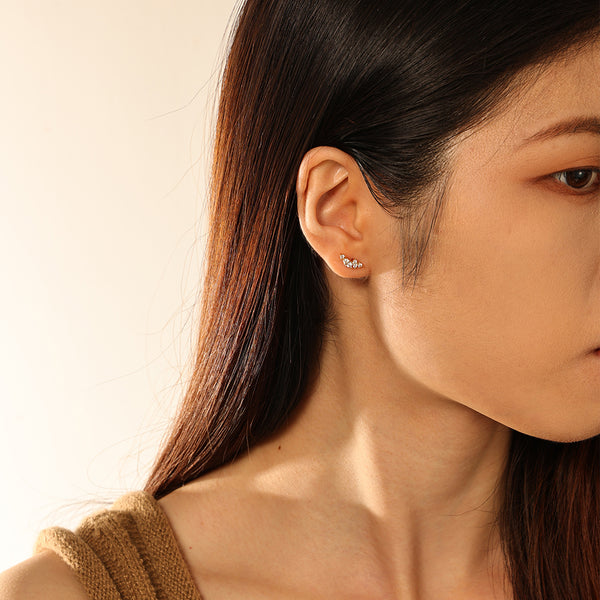 FE2883 925 Sterling Silver Pave Crystal Stud Earrings