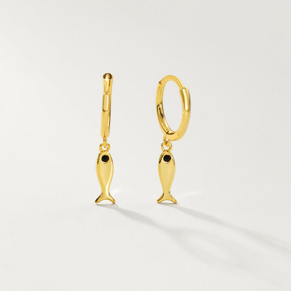 FE2813 925 Sterling Silver Fish Shape Dangle Earrings