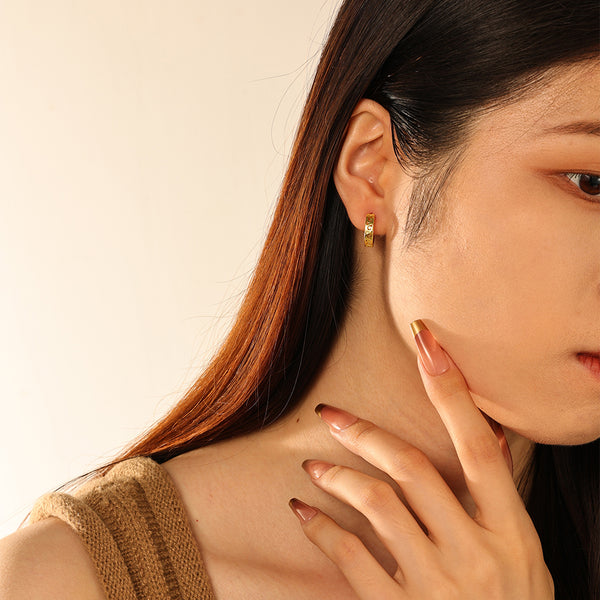 FE2857 925 Sterling Silver Simple Hollow Hoop Earrings