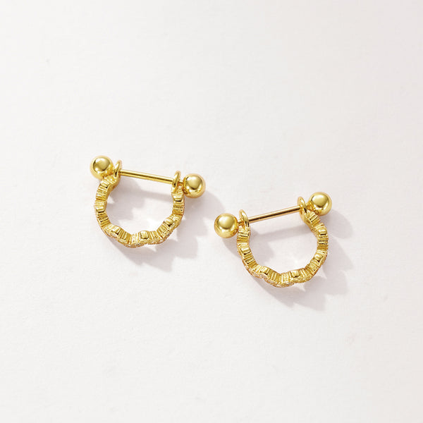 FE2922 925 Sterling Silver Wavy Screw Piercing Stud Earrings