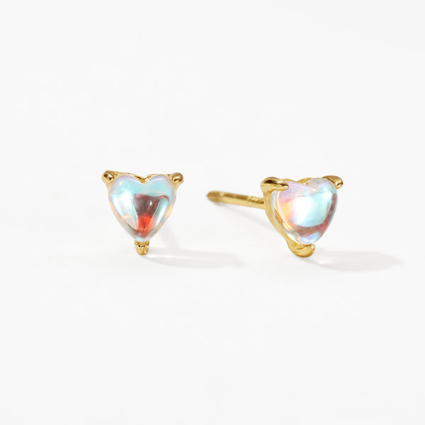 VFN0097 Heart Moonstone Necklace Earring Jewelry Set