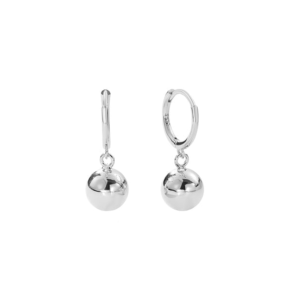 FE2749 925 Sterling Silver Round Gold Bead Dangle Earrings