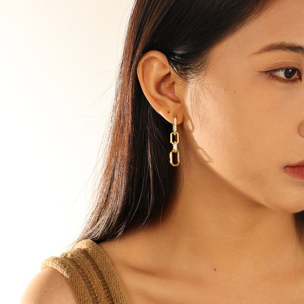 VFE0076 Triple Interlocking Geometric Hoop Earrings