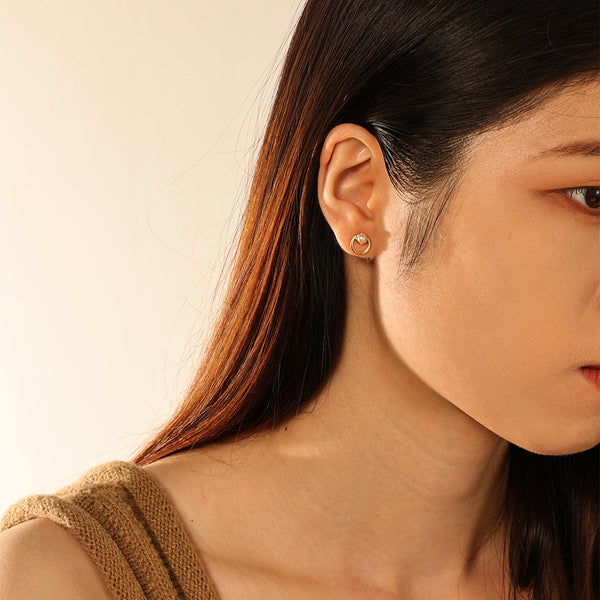 FE2888 925 Sterling Silver Pearl Geometry Stud Earrings