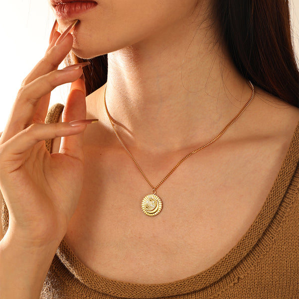 FX1186 925 Sterling Silver Moon Star Diamond Pendant Necklace