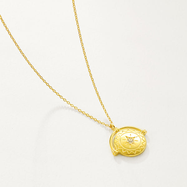 FX1185 925 Sterling Silver Coin Star Pendant Neckce